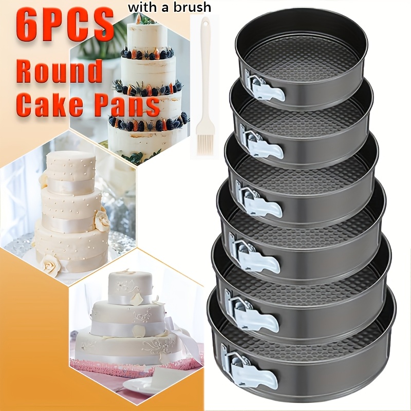6pcs Round Cake Pans With Removable Bottoms - Durable Cast Iron, Perfect For Chiffon, Cheesecakes & More, Ideal For Christmas, Halloween, Easter, Thanksgiving, Festivals, Kitchen Essentials