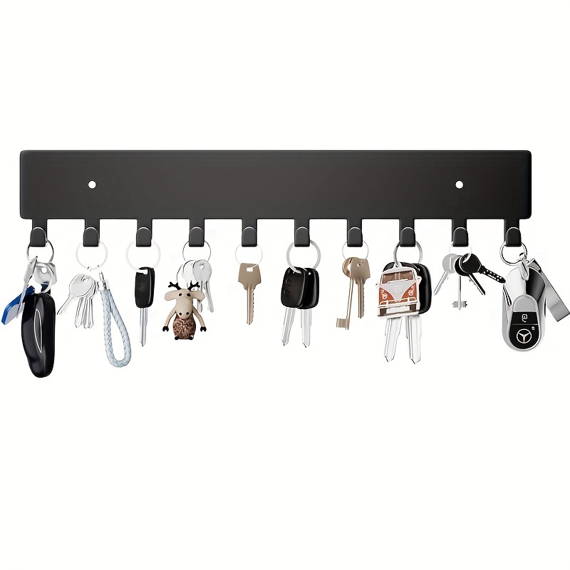 

Wall Keychain, Keychain With 10 Hooks, Wall-mounted Keychain For Hall, Key Holder (black)
