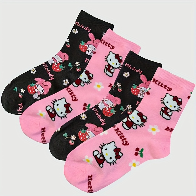 E-shop 4 Paar Cartoon Socken, , bequem, atmungsaktiv, personalisiertes kreatives Anime-Design, trendiger Unisex--Stil