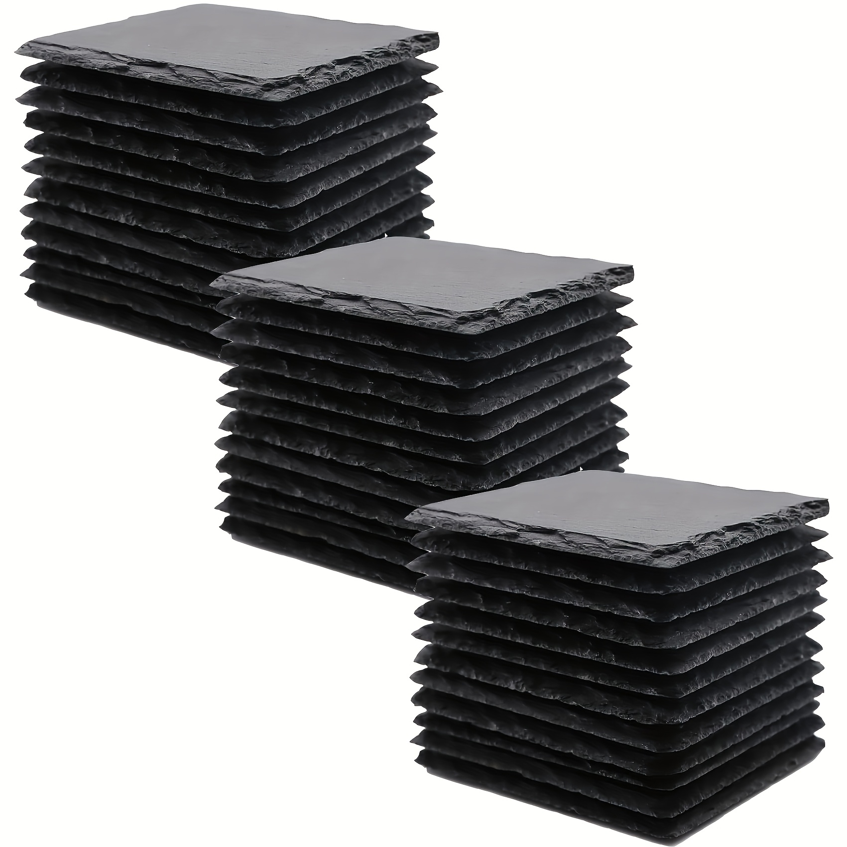 E-shop Dofiki 35er Set Schwarz Untersetzer, 4-Zoll (ca. 10 cm) Quadratische Blanko Fels Untersetzer, Geeignet für Lasergravur, Handbemalt, Kratzfeste