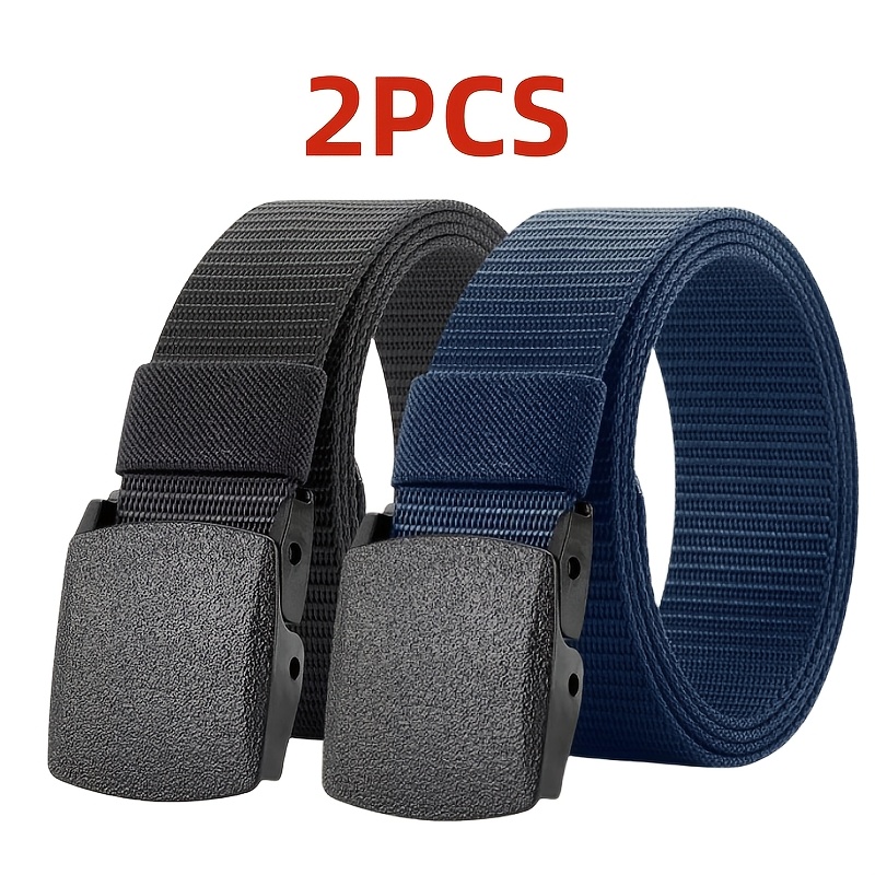TEMU [men's Belt] 2pcs Optional Nylon Belt | Unisex, Multi-functional - Designed For Outdoor Sports And Training, Canvas Woven Breathable, Quick