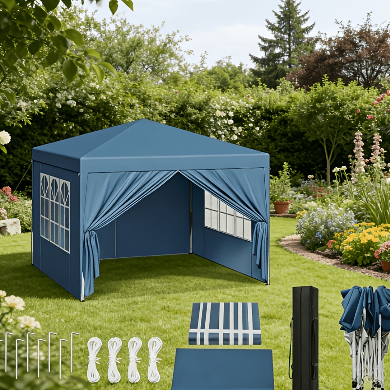 Image of 2.25*2.25m Pop Up Canopy Tent With Roll-up Ventilated Windows, 1 Person Easy Setup, Outdoor Commercial Gazebo Shelter Enclosed