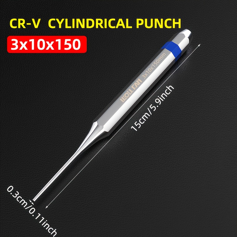 Image of 1pc 3 X 10mm High Carbon Steel Drill Punch Tool, Hand Punch Tool, Conical Tool, Large Tool, Durable Structure, Suitable For Jewelers, Watchmakers, Engineers And Woodworkers