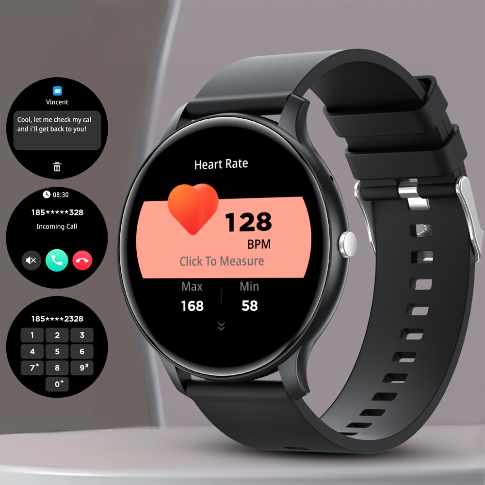 Smartwatch (answer/dial), 2025 Newest Round Smartwatch, Message Alert/pedometer/, Multi-sport Mode, Alarm Clock & Calculator & Timer, Silicagel Strap, Digital Display, Smartwatch For , For Women, Men