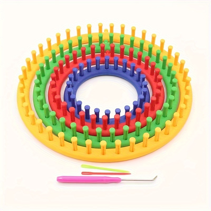 

Round Hat Weaving Loom Set - 4 Sizes Plastic Knitting Looms For Diy Yarn Crafts, Beginner Friendly Circular Weaving Tools For Hats And Scarves - Uncharged, No Battery Required.