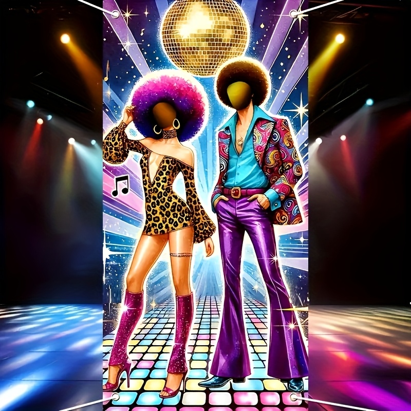 70s Disco Party Photo Backdrop with Neon Lights