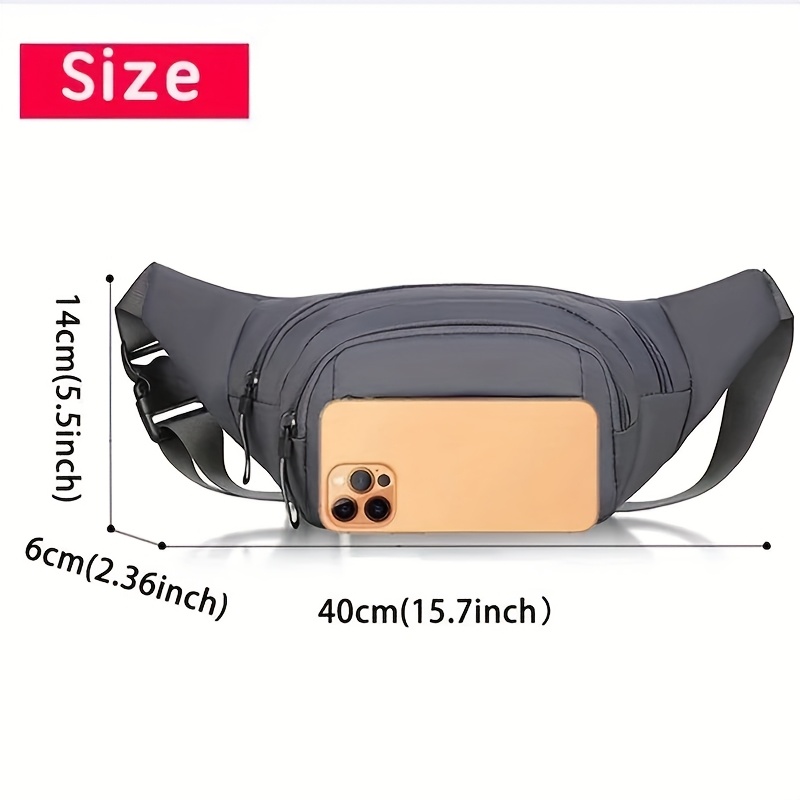 1pc 40.01cm Adjustable Waist Bag Fanny Pack with Zipper Closure - Unlined Nylon Hip Pack for Men & Women, Sporty Design for Hiking, Travel, Camping, Running, Sports & Outdoor Activities, Hiking Gear | Secure Zipper Bag | Secure Zipper Closure