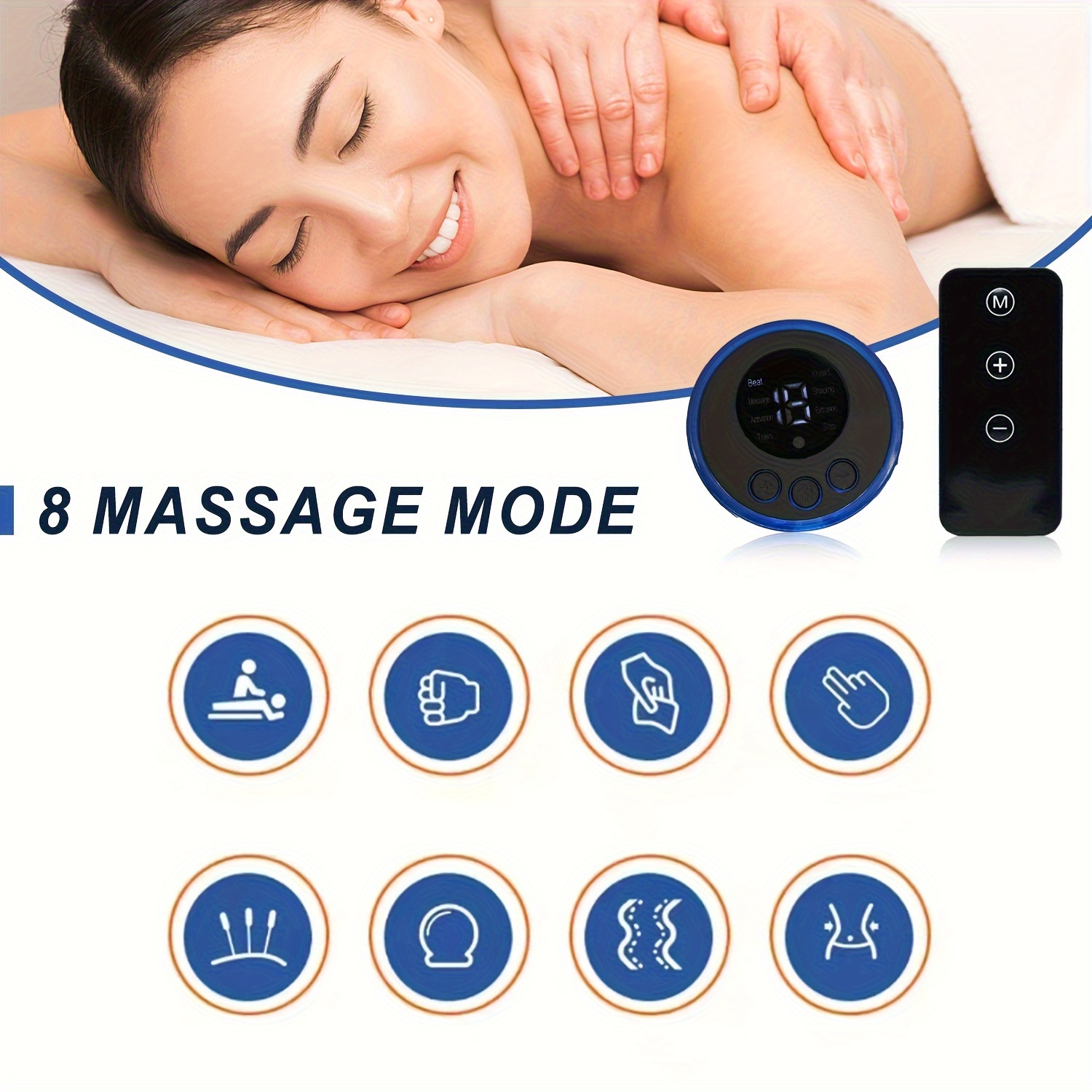 

Portable Mini Massager, 5 Patches Suit, With Replacable Patches For Thighs, Back, Arms, Body Relax, Suit Work Home Travel, 8 Modes 19 Gear Forces
