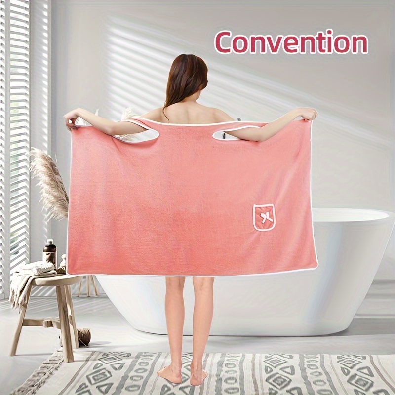 

Bow Coral Velvet Bath Skirt For Adults, A Wearable Bath Towel, Absorbent Quick-drying Bathrobe With Pockets, Bow Trim Bath Wrap Towel, Bathroom Supplies, Sauna Skirt Spa Sauna Wrap For Women