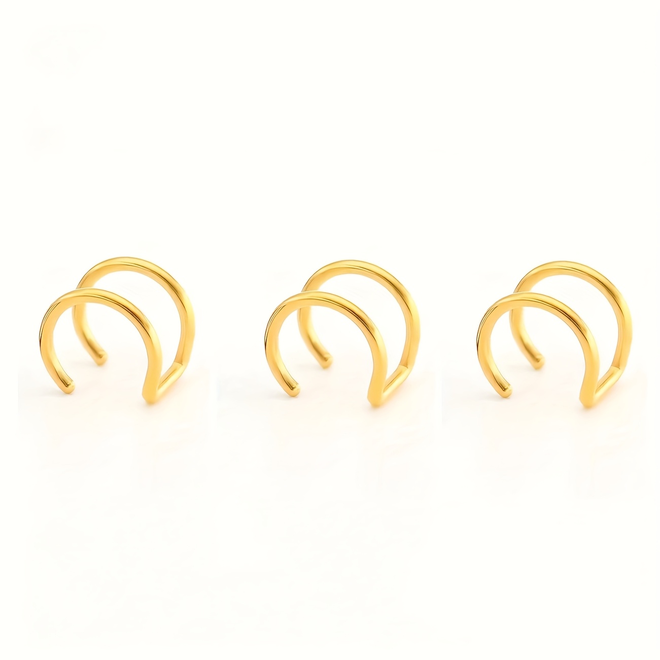 TEMU Conjunto de 3 Piezas de Pendientes Falsos sin Perforación, Joyería con Clip para Oreja 10mm Adecuado para Labios Falsos y Tachuelas Labret