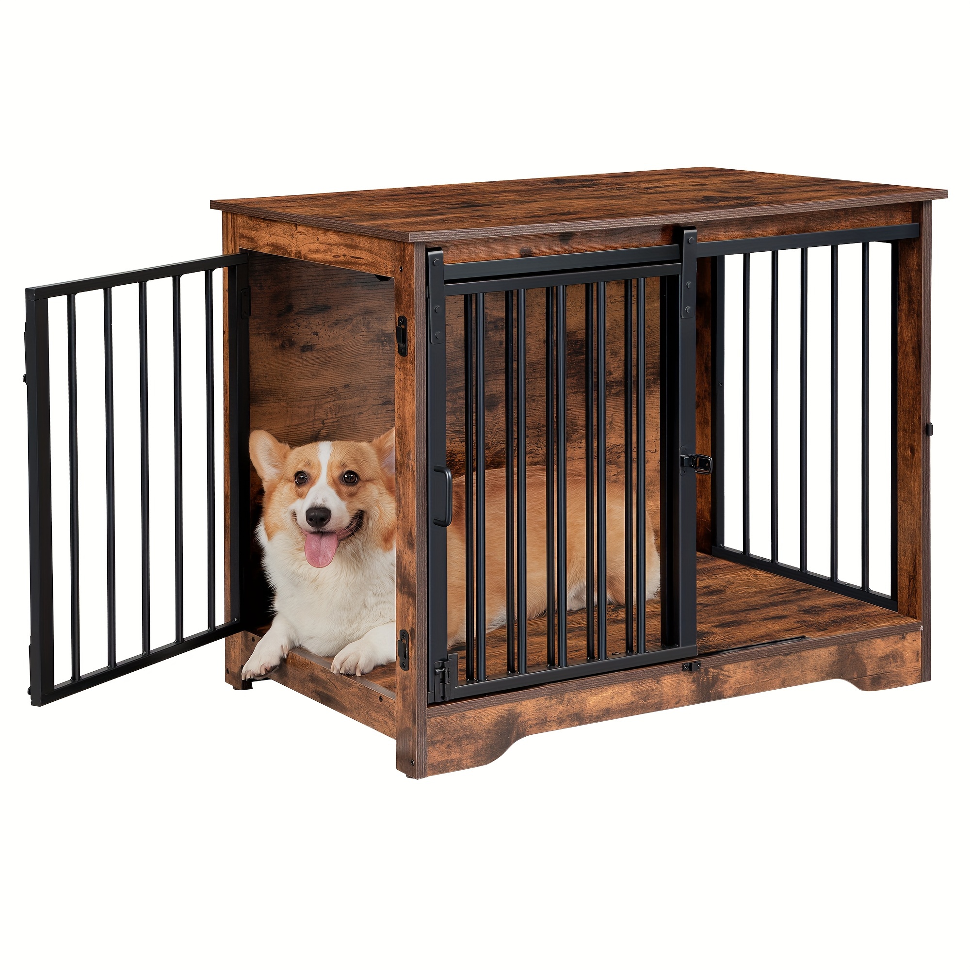 TEMU 1pc Hzuaneri Furniture- Dog Side Table, - Fiberboard Pet , Dog , Kennel, Rustic &