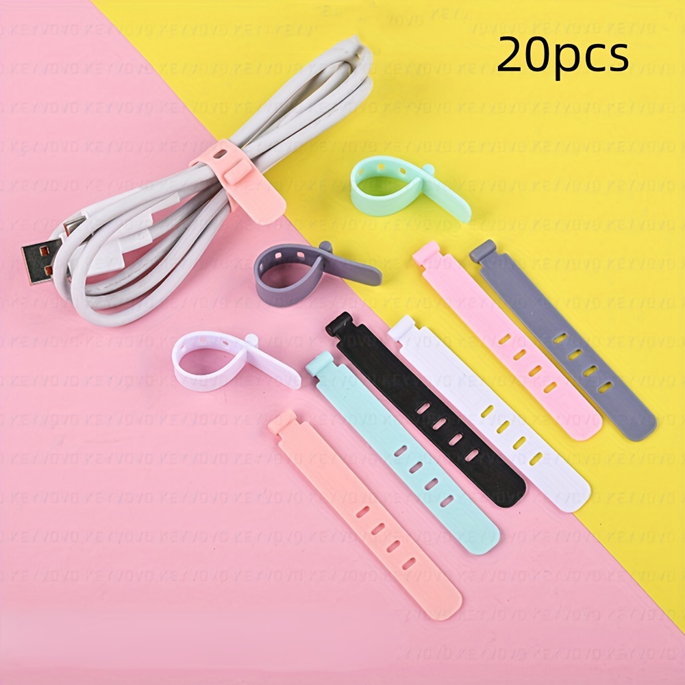 Set Of 20 Cable Organizers With Clips For Charging Cables, Mouse Wires, And Headset Cords