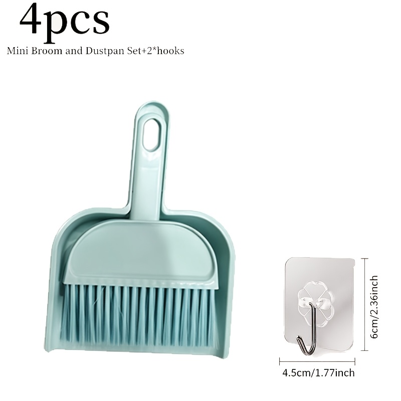 TEMU Mini Broom And Dustpan Set For Small Household Use, Mini Desktop Dust Brush With Soft Bristles, Bed Brush, Window Sill Brush, Random Color, Car