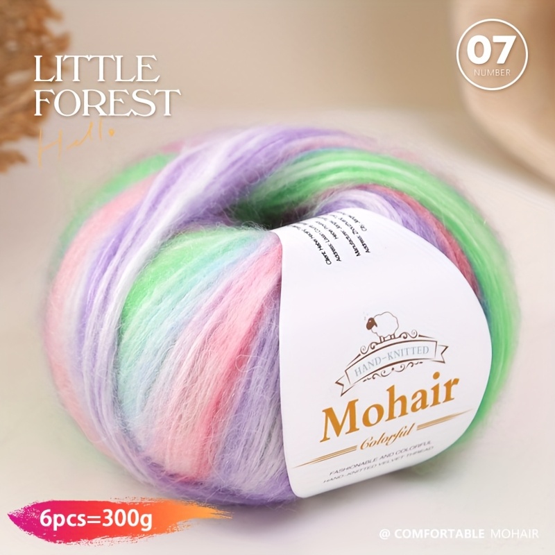 Image of 1 Large Bag = 6 Skeins = 300g. Rainbow Gradient Yarn Skeins In Multiple Colors. Suitable For Diy Craft Kits, Knitting Tops, Pants, Scarves, Gloves, Shoes, And Other Handmade . 90% Polyester, 10% Wool