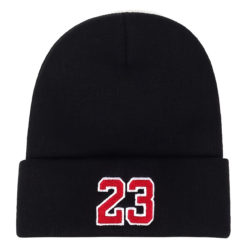 

Punk Rock Embroidery Red 23 Beanie Hat, Hippie Black Warm Knitted Skull Cap, Ideal Choice For Gifts