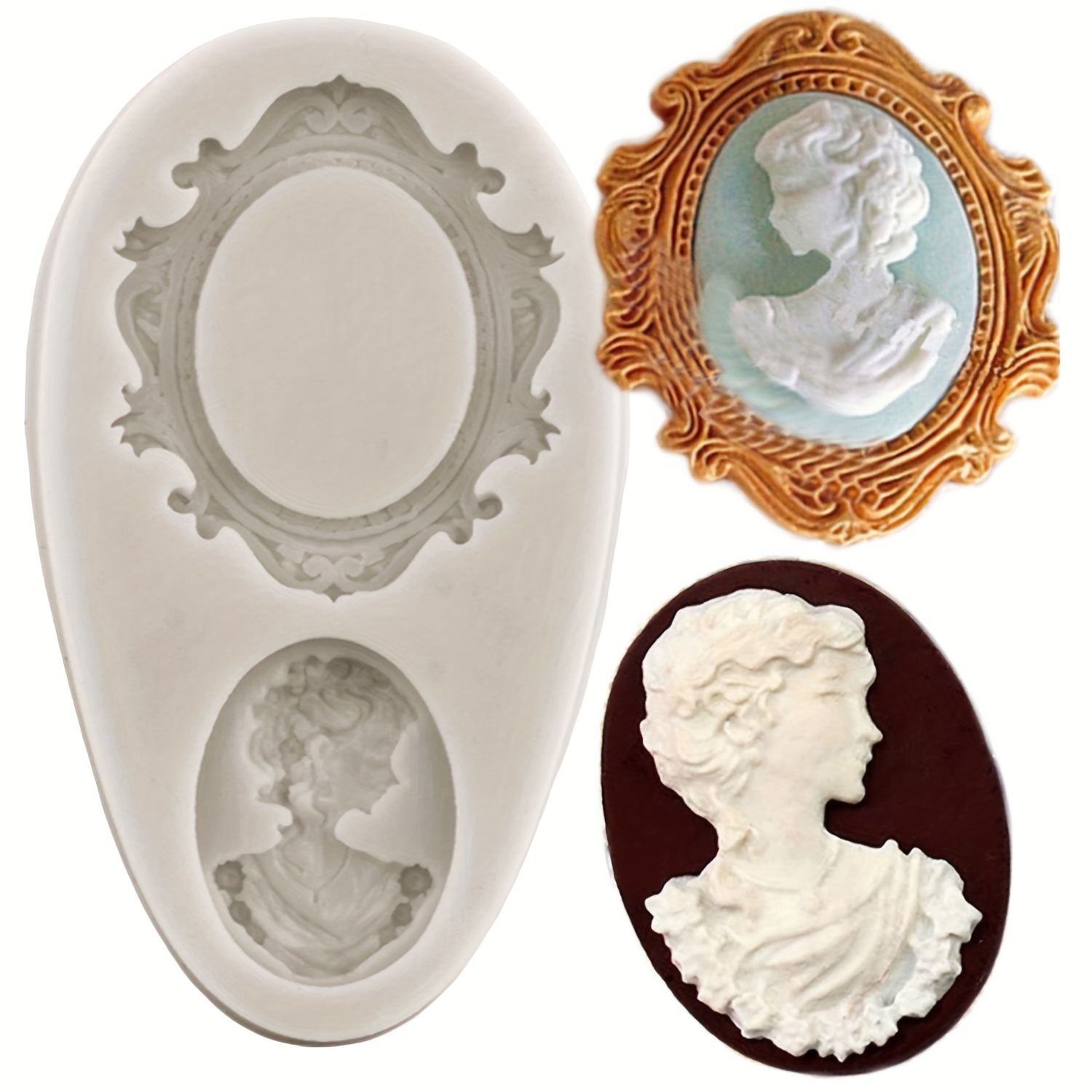 Oval Shape Frame Lady Resin Silicone Mold Chocolate Fondant Molds Cake Decorating Tools Cake Border Candy Clay Mold, Consumable Cake Decorations