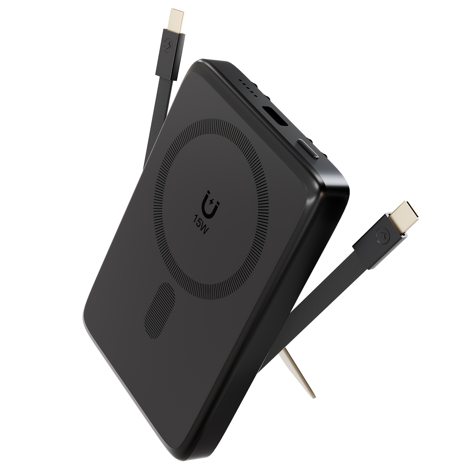 Image of 3-in-1 Wireless Charging Power Bank 10000mah, 15w Fast Charge, Built-in Cable & Stand, Portable Battery For Travel & Daily Use, For Iphone 17/16/15 And Multiple Device