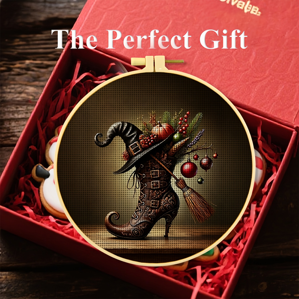 Round DIY Cross-Stitch Printed Kit with High Heels Design