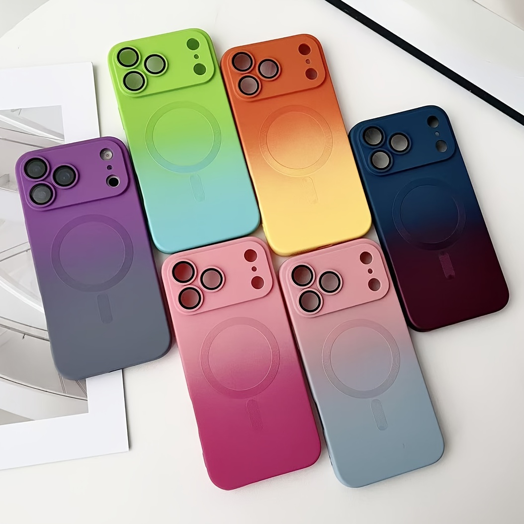 new magnetic wireless charging phone case gradient   tpu magnetic wireless charging phone case with lens protection high-end fashion suitable for iphone 17 16e 16 15 14 13 12 11 pro   air, secure phone grip, magnetic attachment, stylish case, trendy accessory, protective shell, premium  , iphone cover, protective case, gadget protectors, mobile accessories Product details 0