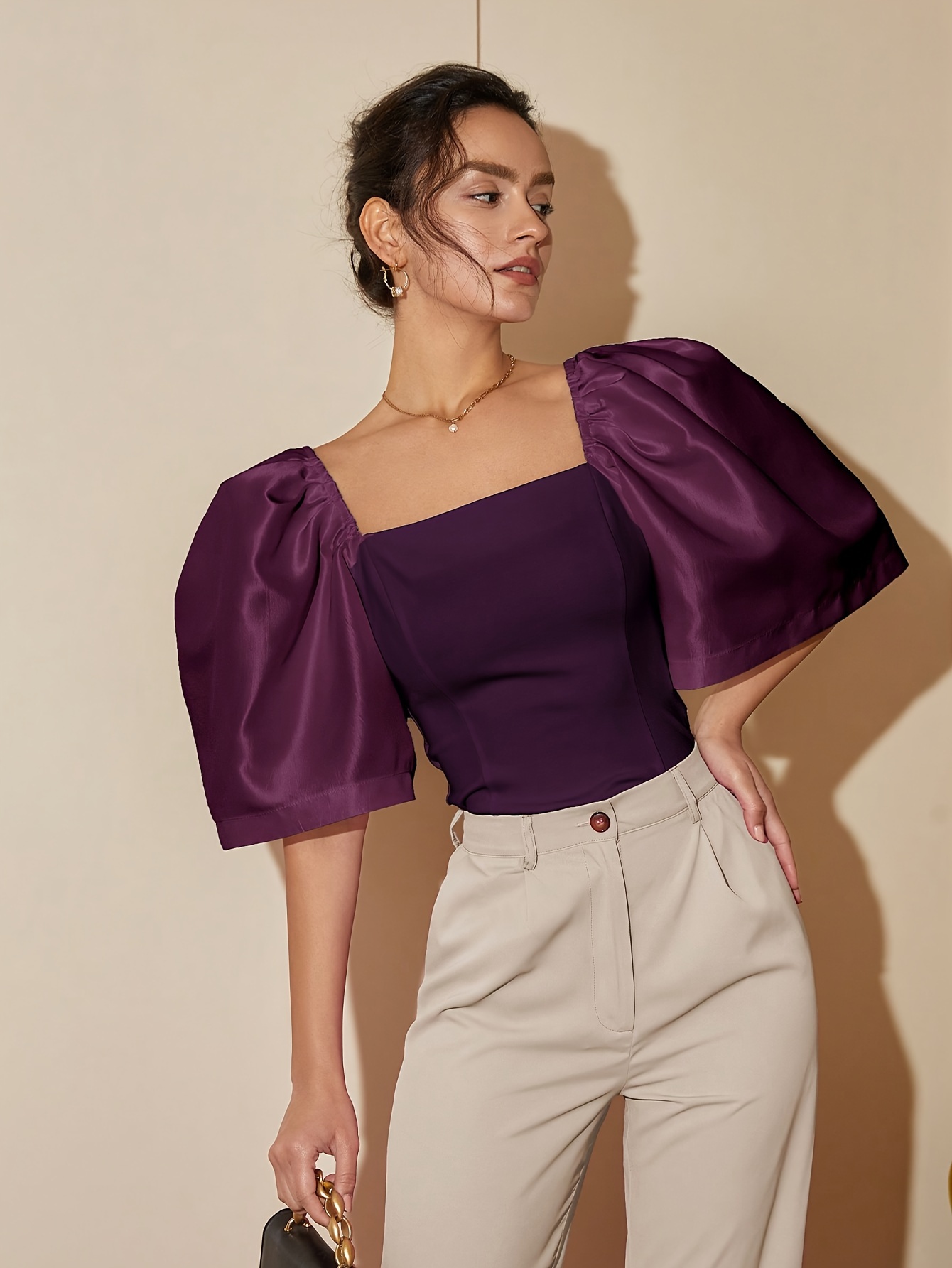 ランタンブラウス♡Hiand♡ Lantern blouse Jacquard Lantern Blouse - HIAND