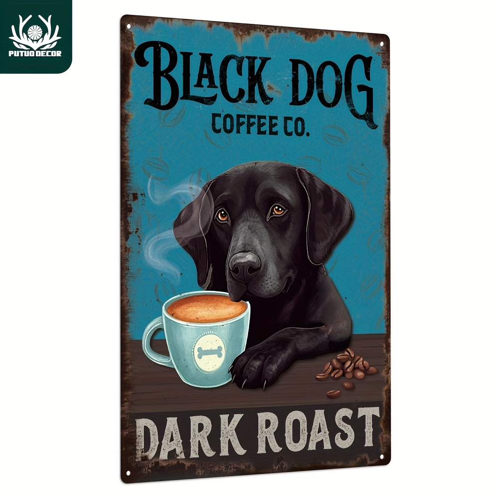 

Putuo Decor, 1 Piece Balck Dog Tin Sign, Vintage Coffee Metal Plate Wall Decor For Home Living Room Bedroom Cafe, 7.8 X 11.8 Inches