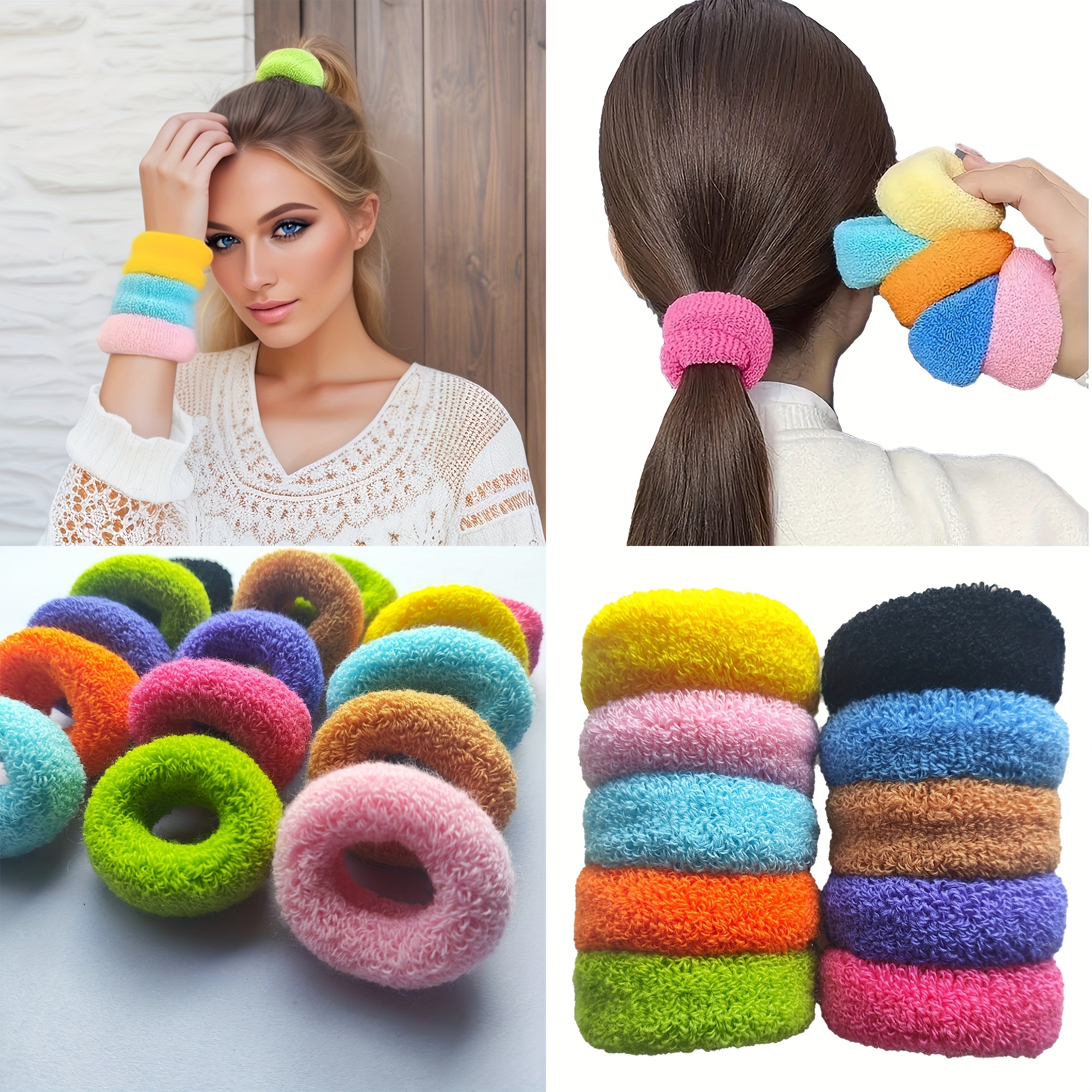 

10/20pièces Attaches Cheveux Hautes Élastiques Pour Filles, Design Couture Qui Ne Dommagera Pas Les Cheveux, Grandes Bandes de Cheveux de Couleurs Bonbons, Pour .