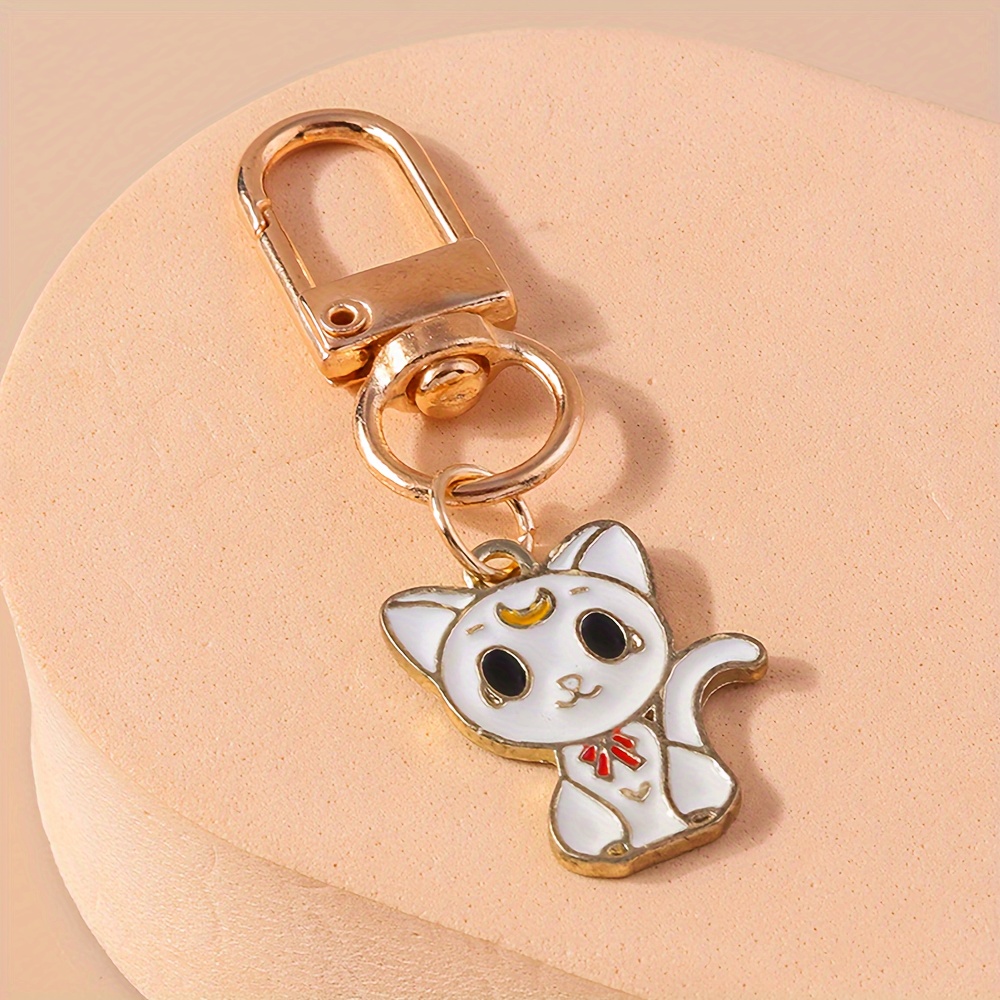 Cartoon Cat Keychains, Zinc Alloy Romantic Couple Black And White Cats 