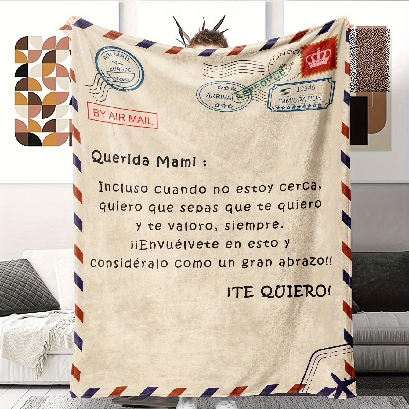 Envelope Printed Flannel Blanket for Mom