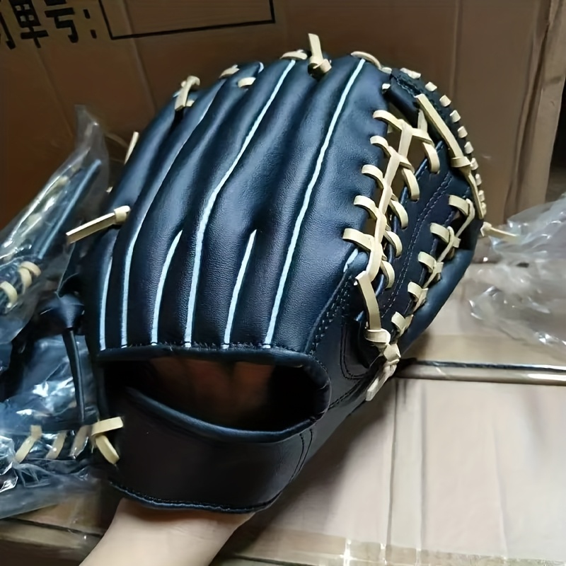 TEMU Personalized Baseball Glove With Baseball - Custom Name Softball & Training Glove, Wear-resistant Pu Material, Adults, Beginners - Black, Glove