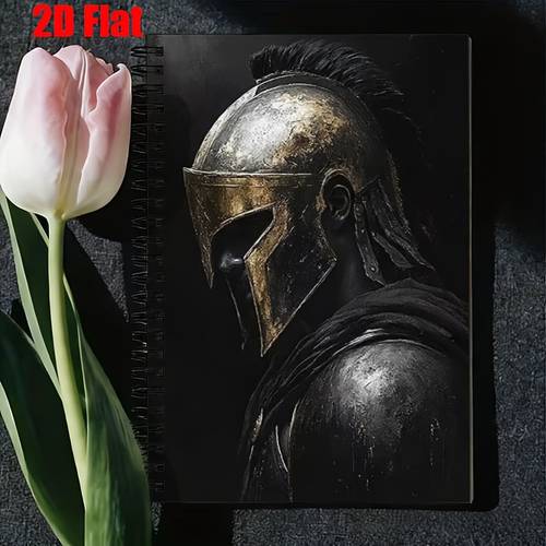 item picture 1pc 2d flat spiral notebook black and helmet spiral coil lined a5 notebook back to gift student notepad fantasy illustration stationery suitable for back to student notebooks