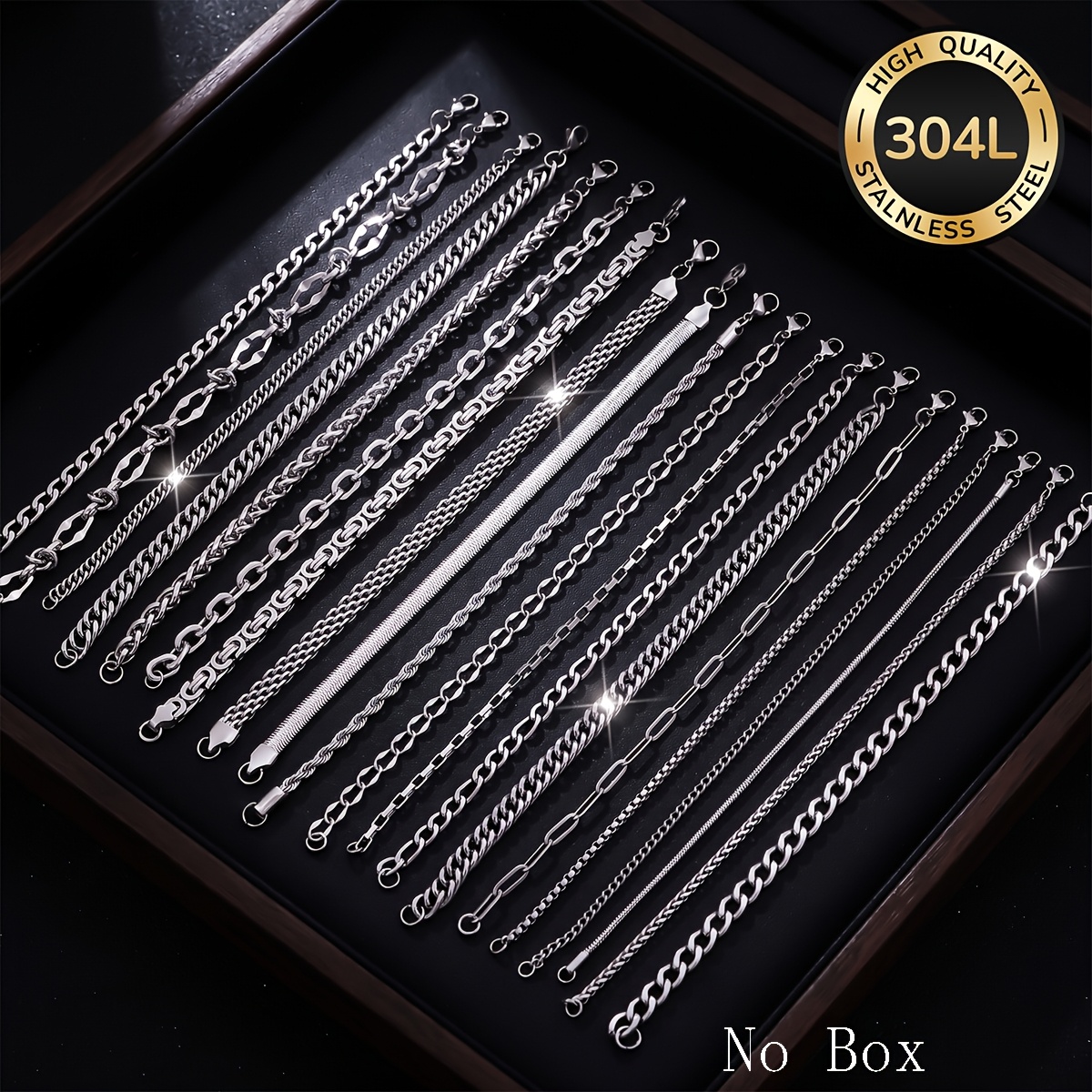 TEMU 10pcs Set (random) Of 304l High-quality 304l Stainless Steel Bracelet, Waterproof And , Suitable For Men To Wear. Men's Jewelry Set, Fashionable
