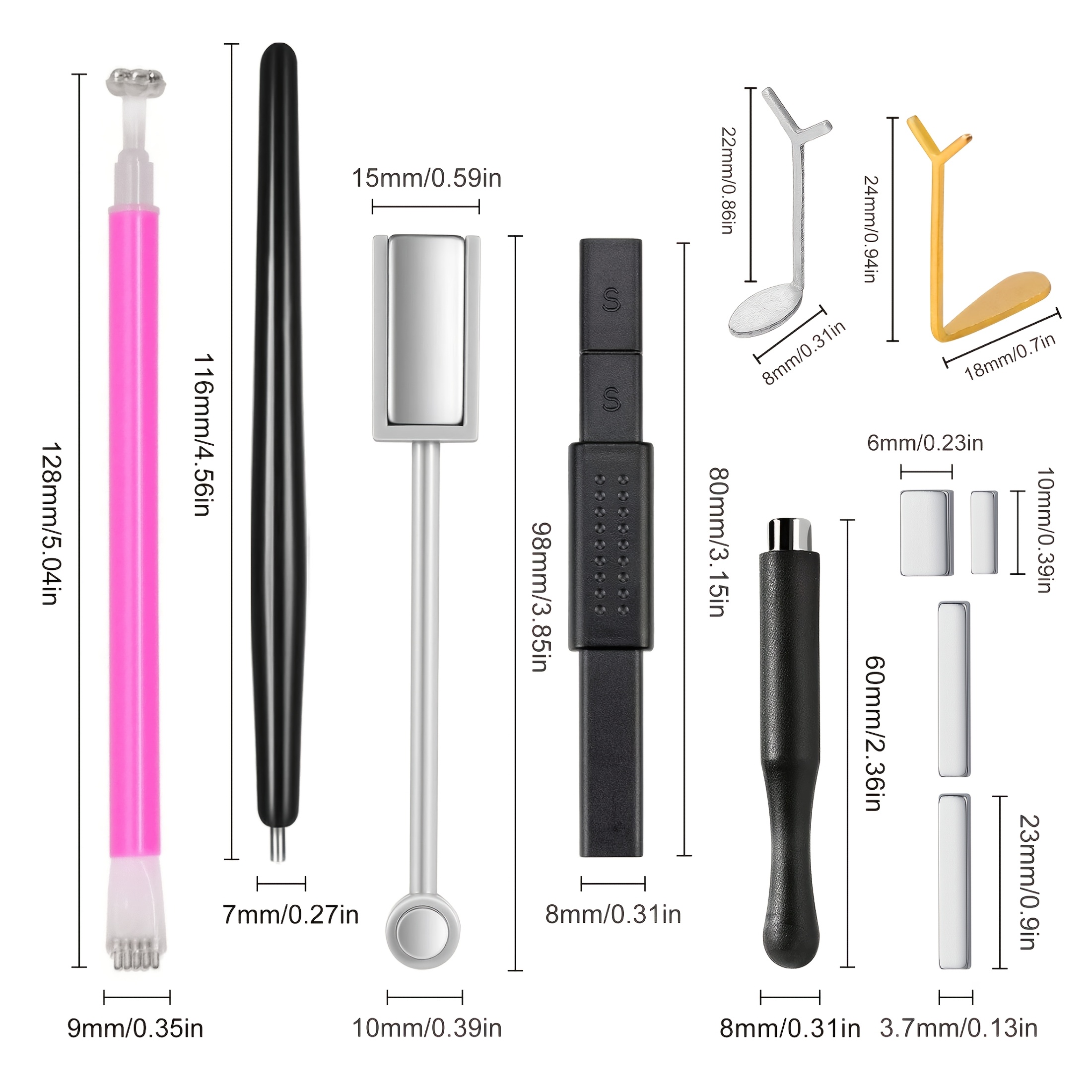 TEMU Multifunctional French Style Magnet Nail Art Tools Set, 11pcs French Magnet Nail Art Tools Kit, Professional Nail Tools For Cat Eye Effects, Eye