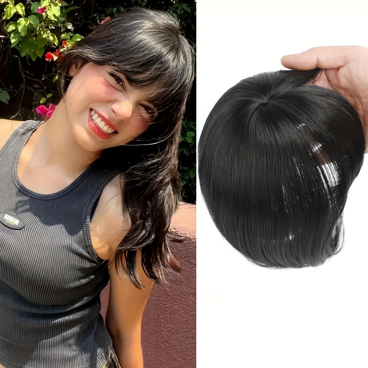 3  in bangs hair extensions for women straight hair topper for thinning hair hair loss natural look easy application versatile styling options secure clips for asian women natural   details 1