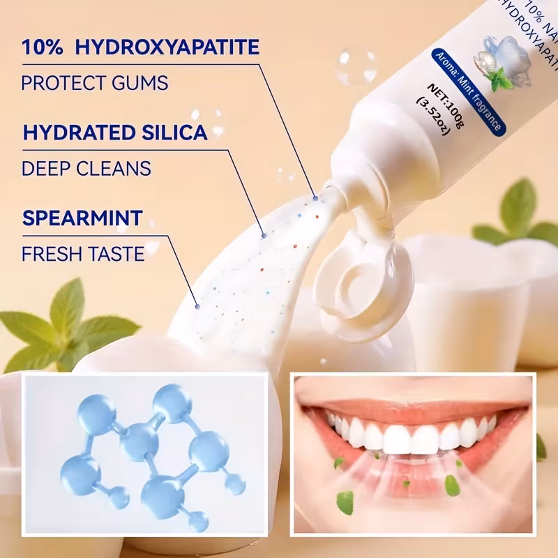 10 hydroxyapatite toothpaste hydroxyapatite essential oils for stain removal bad breath eliminator mint flavor gel travel friendly tube 2x gum care for Product details 1