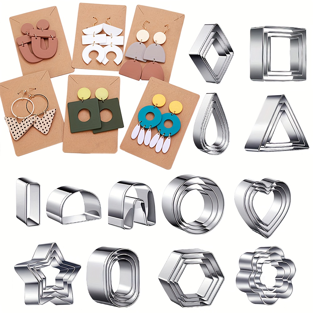 

24/27/30/33pcs Stainless Steel Clay Cutter Set, Diy Ceramic Craft Shape For Earrings, Jewelry Pendants