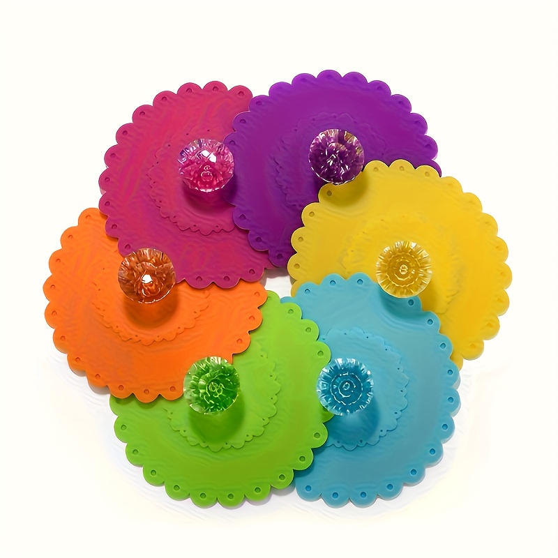 6 Silicone Flower Lids, Food Grade Reusable, Durable Beverage Lid For Hot And Cold Beverages