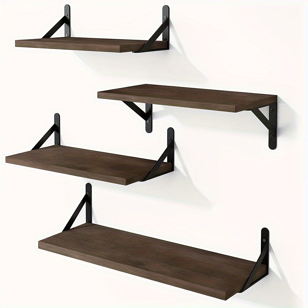 

4/8pcs Rustic Floating Shelves For Wall, Wood Wall Shelves For Storage, 4 Sets Of Wall Mounted Shelf For Home Decor, Bedroom, Living Room Office Pictures Books And Plants, 16.5/14.2/11.4*6.1*0.6 In