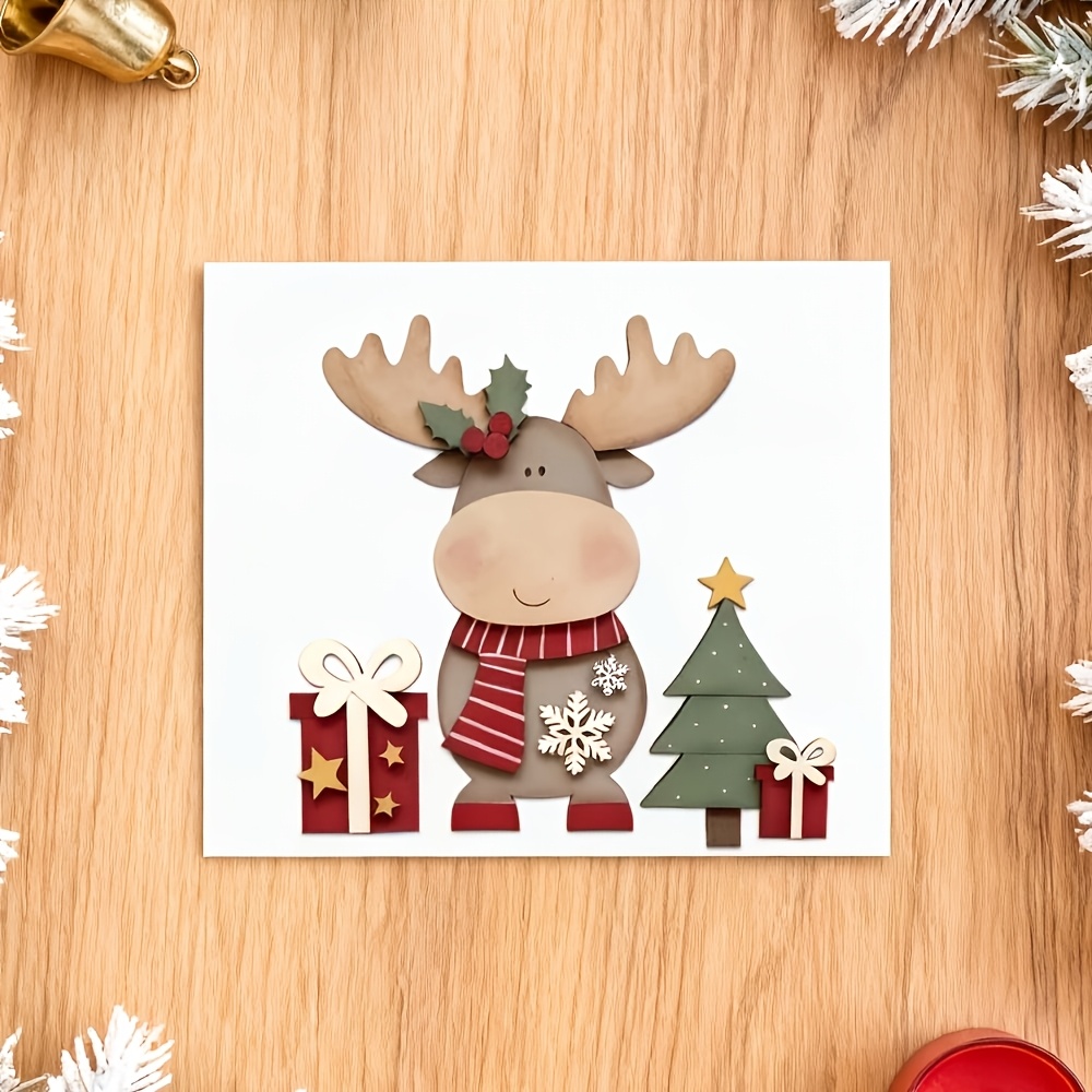 1pc reindeer gift pattern metal cutting die christmas gift box cutting die suitable for scrapbooking diy greeting cards and christmas card making