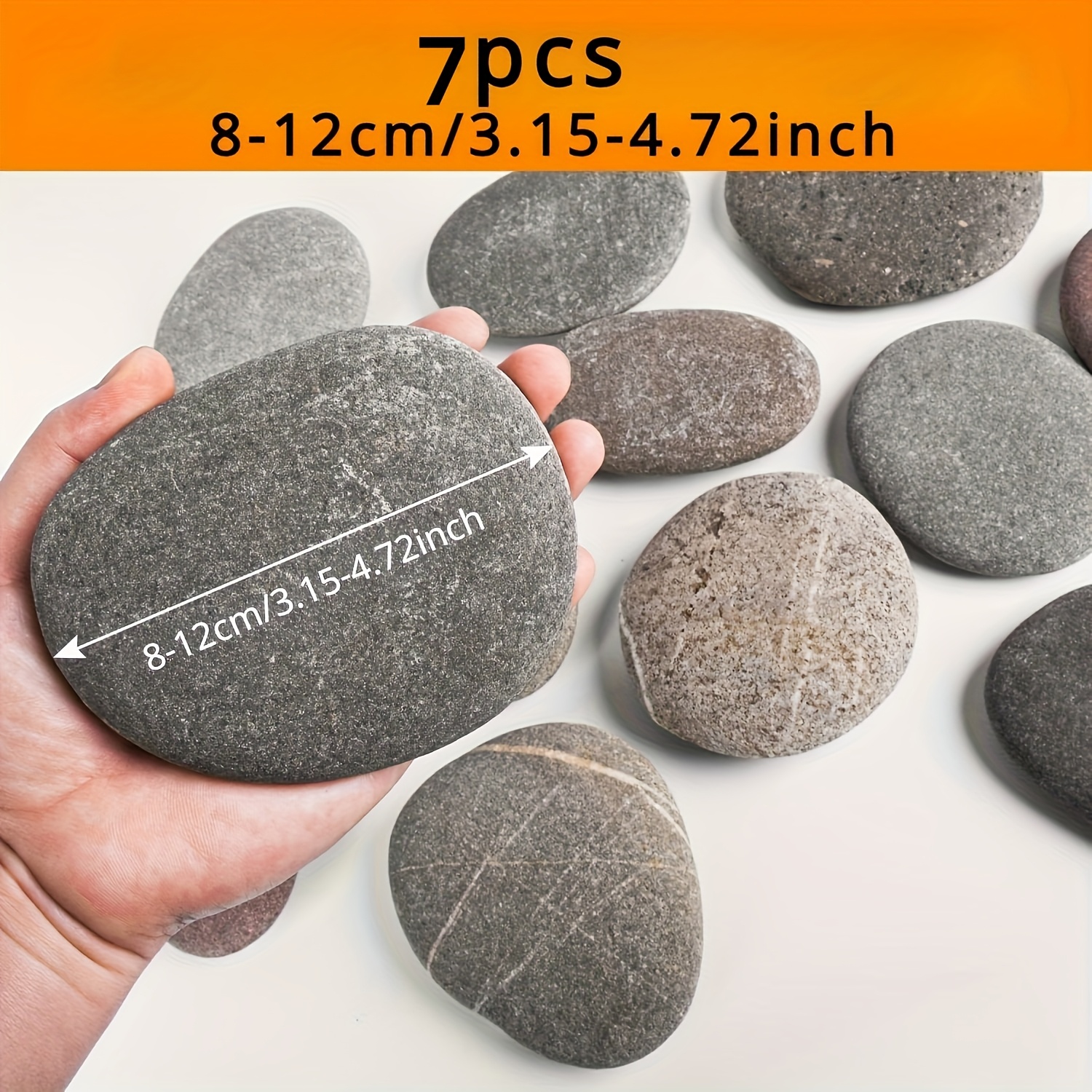 Image of Hand-painted River Stones In Large, Medium, And Small Sizes, Featuring Smooth Surfaces For Artistic Rock Painting. Stones Are Flat And Smooth, Ideal For Art, Crafts