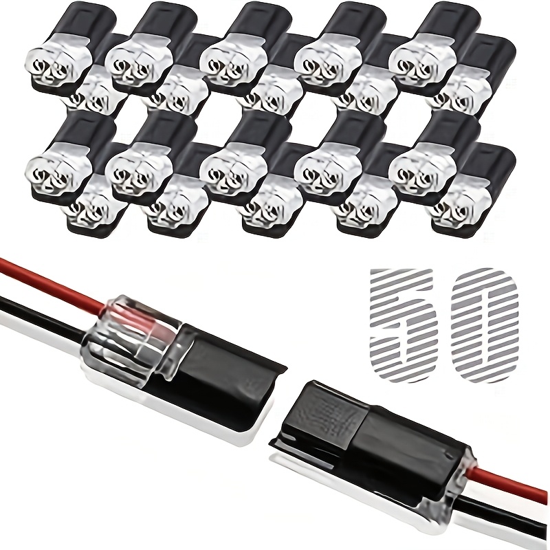 TEMU 50pcs Wire Connectors, Double Wire Plug-in Connector With Locking Buckle, Low Voltage Wire Connector, Led Light Strip Connectors 2 Pin - Quick