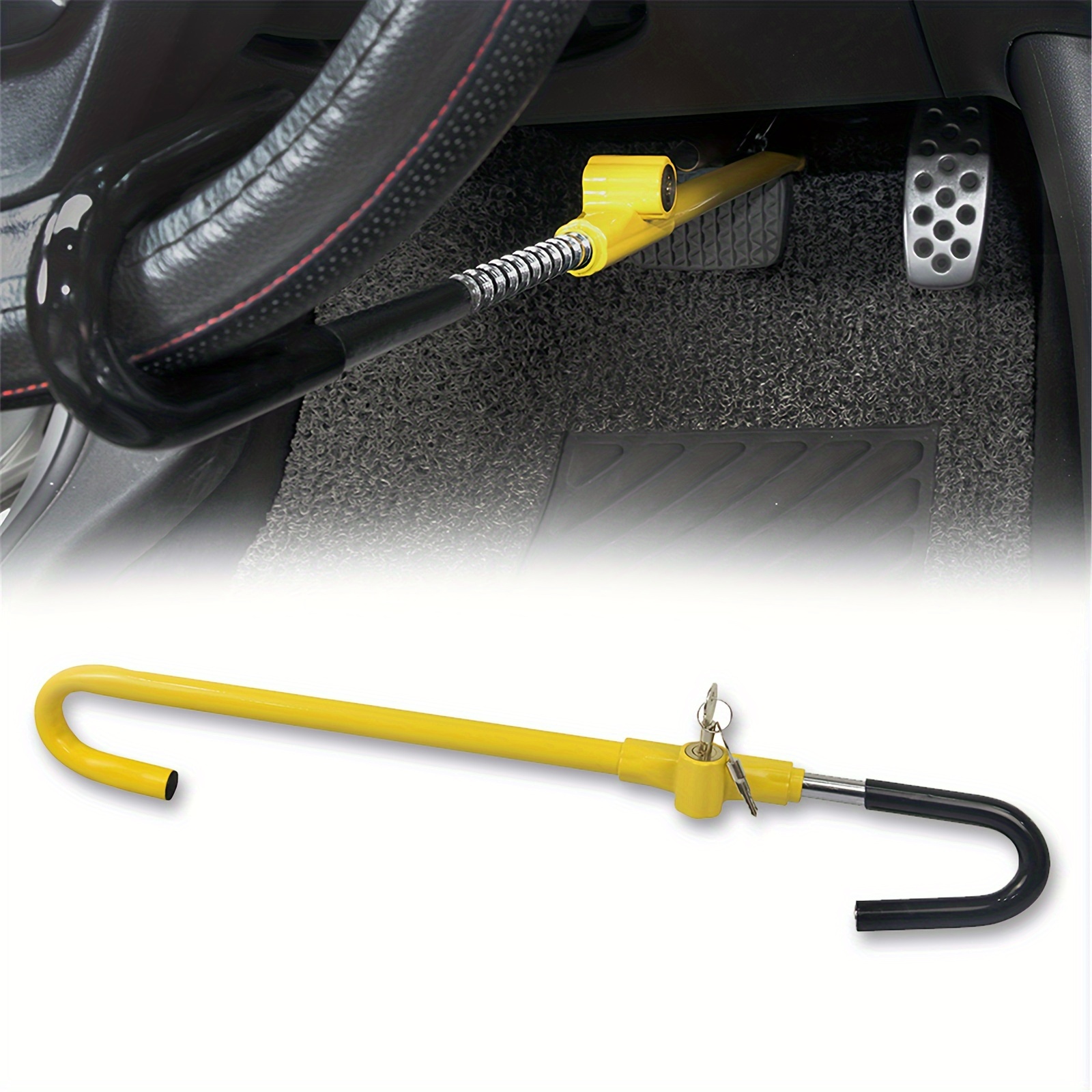 

1pc Car Steering Wheel Lock, Car Lock, Car Security Anti-theft Device, Yellow + Black