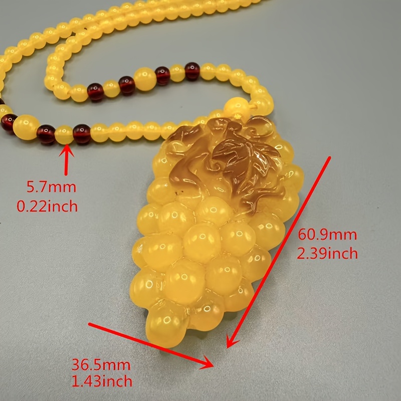 Hand-Polished Baltic Amber Grape Pendant Necklace, Elegant Gift