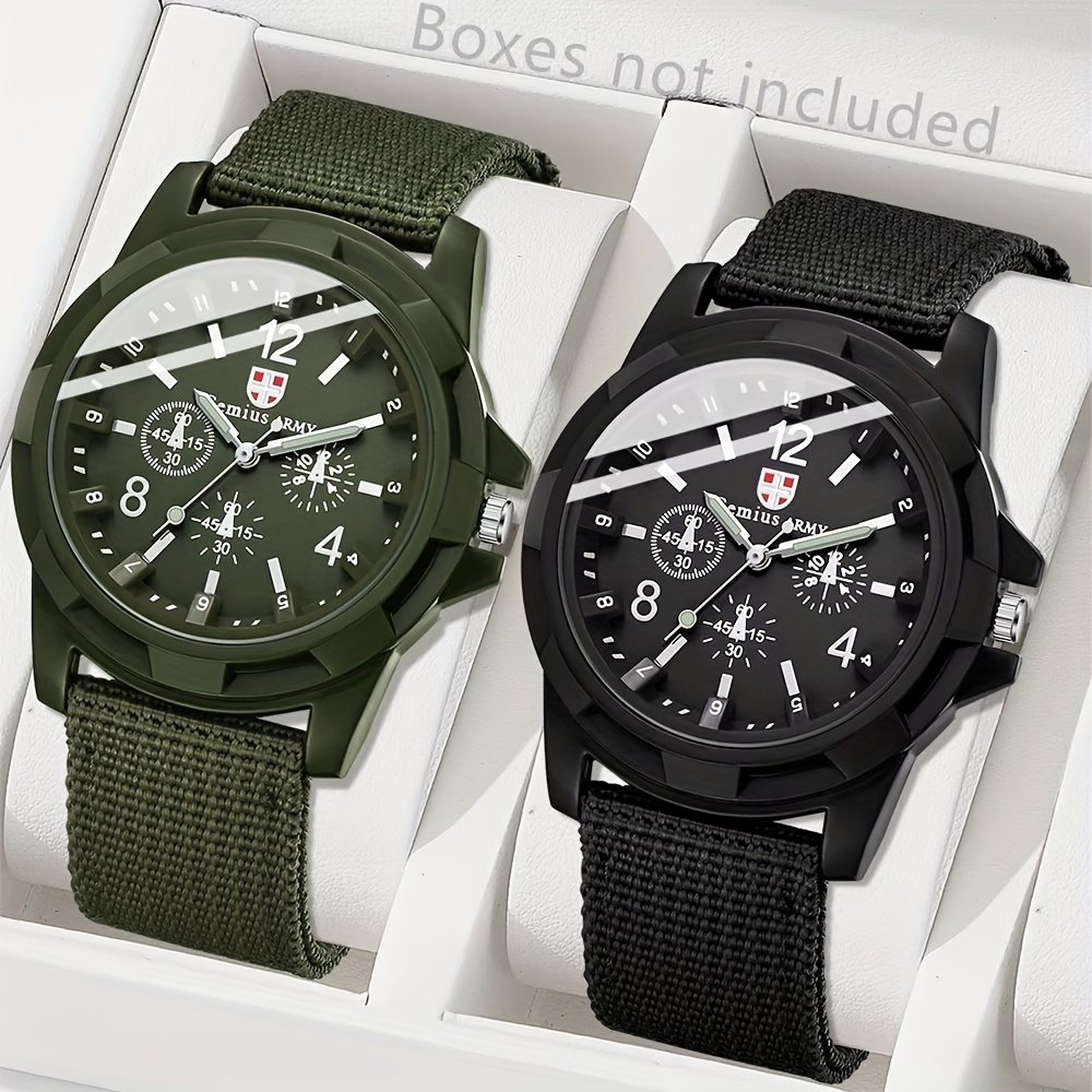 TEMU 2pcs Men's Watch Set - Quartz Wristwatches With Function, Watches Set For Men