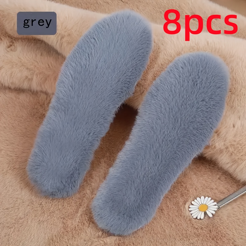 TEMU 4 Pairs Thickened Winter Plush Insoles, Suitable For Men And Women, Providing And . Super Soft, Fluffy, And Comfortable Insoles, Essential For