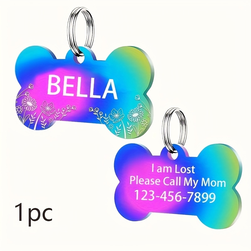 TEMU 1pc Custom Dog Tag, Personalized Pet Id Plate With Stainless Shape - Laser Engravable Name And Phone Number For Dogs