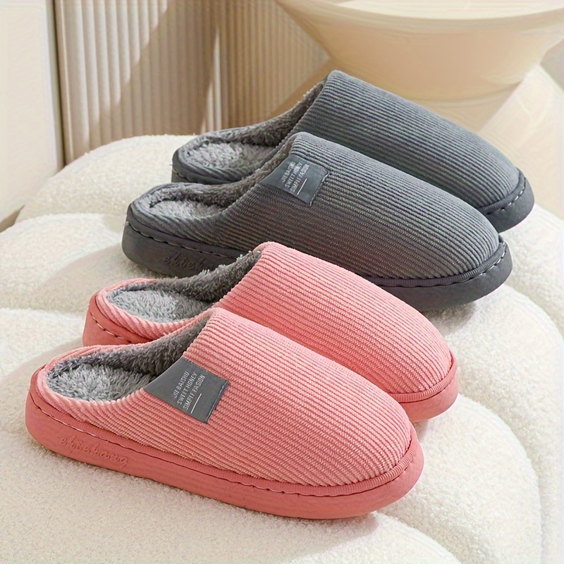 soft plush cozy ribbed corduroy house slippers anti skid slip on shoes indoor for men winter shoes temu Temu