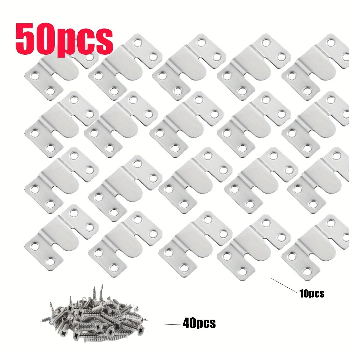 TEMU 50 Interlocking Flush Mount Brackets Stainless Steel Headboard Wall Mount Brackets 2.09 X 1.18 Inch Interlocking Heavy Duty Picture Hooks