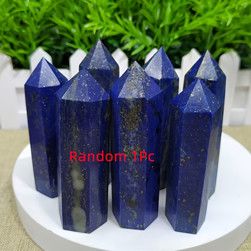 TEMU Aléatoire de 1 pièce. Naturelle Non Polie. Bâton à Pointe Unique en Lapis- Naturel pour Décoration d'Intérieur, Ornement de Table, Présentoir et