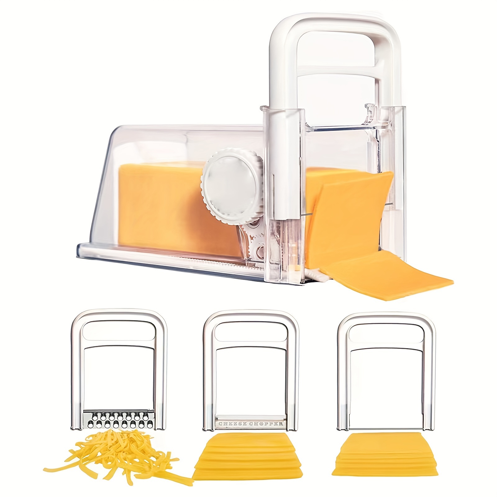 

4-in-1 Cheese Slicer Set - Versatile Block Cutter & , Easy Fridge Use, No Batteries Required