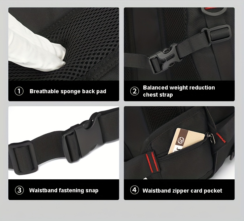 1 SAC À DOSEUR TOURISTIQUE Homme Grande Taille 55-60L Sac à Dos Extérieur Robust avec Poche Chaussures, Convertible en Randonnée/Sac de Voyageur, Nylon Imperméable pour Pluie Intense, Compartiment Principal Verrouillé et Fente Tablette/Ordinateur Portatif